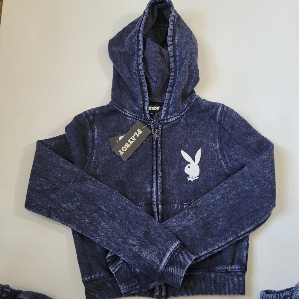 Playboy Graphic Zip-Up Washed Hoodie